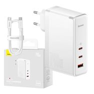 Wall charger Baseus GaN5 Pro 2xUSB-C + USB, 140W (white), Baseus