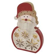 LED decoration, wooden – Santa, 30 cm, 2x AA, indoor, warm white, timer, EMOS