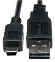 USB CABLE, 2.0 TYPE A-MINI B PLUG, 6"