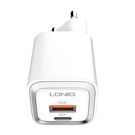 MFi wall charger LDNIO A2318M, USB-C+USB, USB-C to Lightning 20W, LDNIO