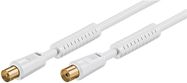 Antenna Cable with Ferrite (80 dB), Double Shielded, 2.5 m, white - coaxial plug > coaxial socket (fully shielded)