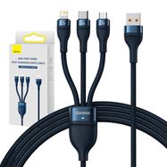 3in1 USB cable Baseus USB 3in1 Baseus Flash Series,  USB-C + Micro + Lightning 66W, 1.2m (blue), Baseus