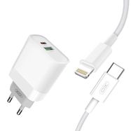 Wall Charger with Lightning Cable XO L64 20W, QC3.0, PD (white), XO