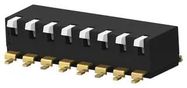 DIP SWITCH, 8POS, SPST, PIANO KEY, SMD