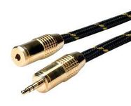 AUDIO CORD, 3.5MM PLUG-SKT, 10M, BLK/GLD