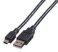 USB CABLE, 2.0 A-MINI B PLUG, 3M, BLACK