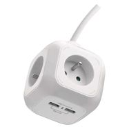 Extension power adaptor cube 1.9 m / 4 sockets / white / PVC / with USB / 1 mm2, EMOS