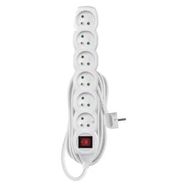 Extension Cord 5 m / 6 sockets / switch / white / PVC / 1 mm2, EMOS