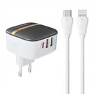 Wall charger LDNIO A3513Q 2USB, USB-C 32W + USB-C - Lightning cable, LDNIO