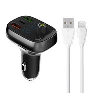 LDNIO Bluetooth C704Q 2USB, USB-C Transmiter FM + Lightning cable, LDNIO