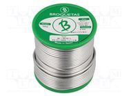 Soldering wire; tin; Sn99,3Cu0,7; 2mm; 0.5kg; lead free; reel BROQUETAS