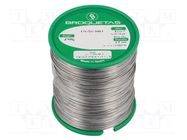 Soldering wire; tin; Sn96Ag4; 0.5mm; 250g; lead free; reel; 221°C BROQUETAS