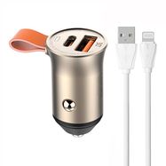 LDNIO C509Q USB, USB-C 30W Car charger + Lightning cable Cable, LDNIO