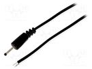 Cable; 2x0.5mm2; wires,DC 2,35/0,7 plug; straight; black; 1.5m BQ CABLE