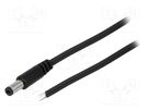 Cable; 2x0.5mm2; wires,DC 5,5/1,7 plug; straight; black; 1.5m BQ CABLE
