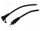 Cable; 2x1mm2; wires,DC 5,5/2,1 plug; angled; black; 1.5m BQ CABLE