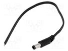 Cable; 2x0.5mm2; wires,DC 5,5/2,5 plug; straight; black; 0.2m BQ CABLE