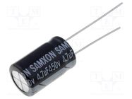 Capacitor: electrolytic; THT; 4.7uF; 450VDC; Ø10x16mm; Pitch: 5mm SAMXON