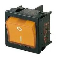 ROCKER SWITCH, DPST, 10A, 250VAC, ORANGE