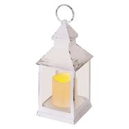 LED decoration – antique lantern, white, flashing, 3x AAA, indoor, vintage, timer, EMOS