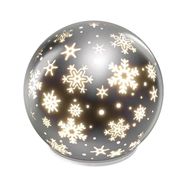 LED Christmas glass bauble – snowflakes,12 cm, 3x AA, indoor, warm white, timer, EMOS