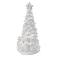 Ceramic LED tree with snowmen, 33.5 cm, 2x AA, indoor, warm white, EMOS