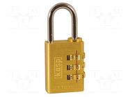 Padlock; shackle,combination code; brass; A: 30mm; B: 25mm; C: 5mm KASP