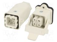 Connector: HDC; male + female; S-A; PIN: 4; 3+PE; size 3A; straight MOLEX