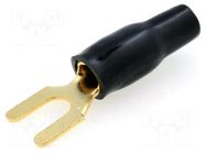 Terminal: fork; insulated; black; gold-plated; 4mm2; M4 ACV
