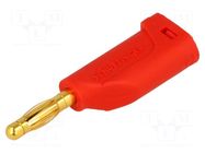 Connector: 4mm banana; plug; 16A; 33VAC; 70VDC; red; gold-plated SCHÜTZINGER