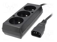 Cable; 3x1mm2; CEE 7/5 (E) socket,IEC C14 male; PVC; 0.3m; black JONEX