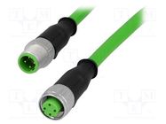 Cable: for sensors/automation; PIN: 4; M12-M12; D code-Ethernet HARTING