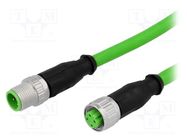 Cable: for sensors/automation; PIN: 4; M12-M12; D code-Ethernet HARTING