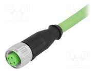 Connector: M12; plug; PIN: 4; female; D code-Ethernet; 2m; straight HARTING