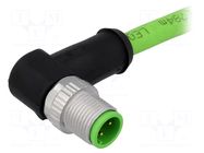 Connector: M12; plug; male; PIN: 4; angled 90°; D code-Ethernet HARTING