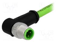 Connector: M12; plug; PIN: 4; male; D code-Ethernet; 2m; angled 90° 