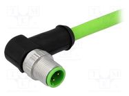 Connector: M12; plug; PIN: 4; male; D code-Ethernet; 5m; angled 90° HARTING