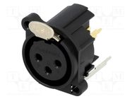 Socket; XLR; female; PIN: 3; straight; on PCBs,screw; THT; 133V; 6A AMPHENOL