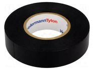 Tape: electrical insulating; W: 19mm; L: 20m; Thk: 0.18mm; black HELLERMANNTYTON