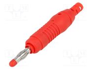 Plug; 4mm banana; 32A; 30VAC; 60VDC; red; 68.3mm; nickel plated 