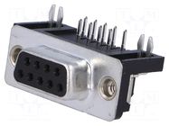 Connector: D-Sub; PIN: 9; socket; female; angled 90°; THT; UNC 4-40 ADAM TECH
