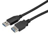 USB CORD, 2.0 TYPE A PLUG-RCPT, 6FT, BLK