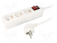 Plug socket strip: supply; Sockets: 3; 230VAC; 16A; white; 1.4m LOGILINK