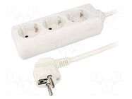 Plug socket strip: supply; Sockets: 3; 230VAC; 16A; white; 1.4m LOGILINK