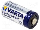 Battery: lithium; 3V; CR123A,CR17345; 1600mAh; non-rechargeable VARTA