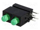 LED; in housing; green; 3mm; No.of diodes: 2; 2mA; 60°; 1÷5mcd MENTOR