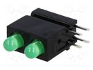 LED; in housing; green; 3mm; No.of diodes: 2; 20mA; 40°; 10÷20mcd MENTOR