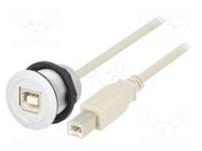 USB socket; 22mm; har-port; Ø22.3mm; IP20; silver; Len: 0.5m HARTING