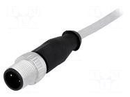 Connector: M12; plug; male; PIN: 3; straight; cables; 0.5m HARTING