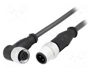 Cable: for sensors/automation; M12; PIN: 4; straight; Len: 1m; plug HARTING